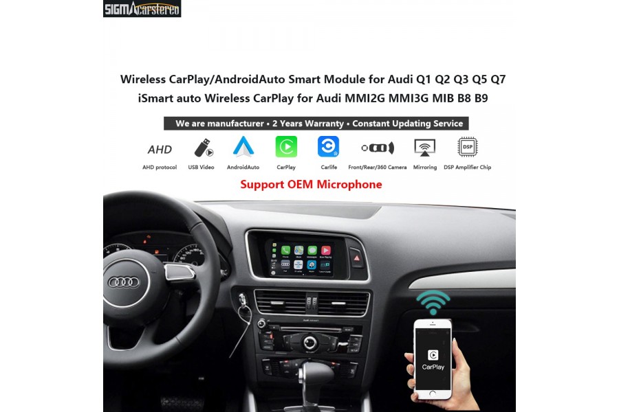 Audi Q1 Q2 Q3 Q5 Q7 MMI2G MMI3G MIB B8 B9-Android Auto Wireless CarPlay AndroidAuto Smart Module