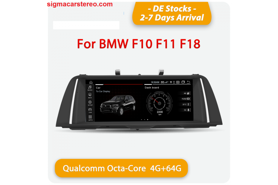 BMW Series 5 F10 F11 F18 10.25" Android 10.0 4G+64G Qualcomm 8 core built-in 4G-LTE IPS Car MultiMedia