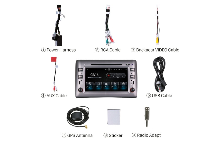 Fiat Stilo 2002-2010 Autoradio GPS Aftermarket Android Head Unit Navigation Car Stereo (Free Backup Camera)